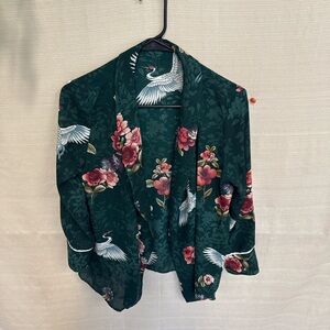 Zara Green Floral Kimono Blazer